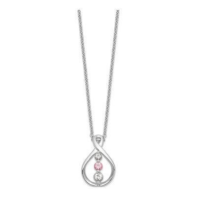 10K White Gold Pink Topaz Pendant Necklace – view 2