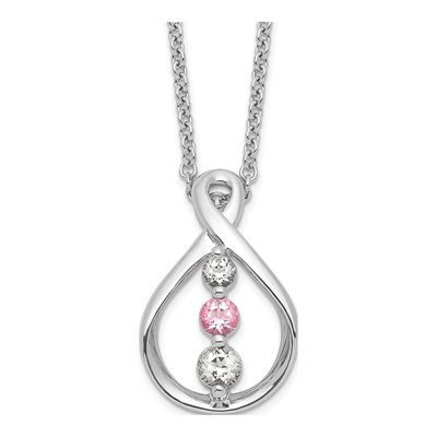 10K White Gold Pink Topaz Pendant Necklace