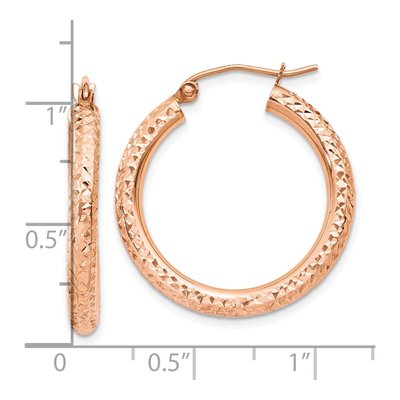 10K Rose Gold 25mm Diamond-Cut Hoop Earrings – view 5