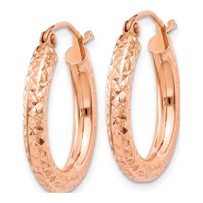 10K Rose Gold 20mm Diamond-Cut Hoop Earrings – view 3