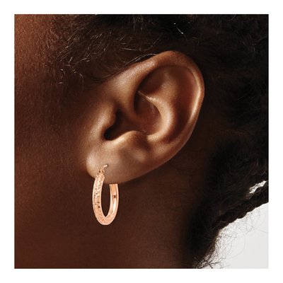 10K Rose Gold 20mm Diamond-Cut Hoop Earrings – view 4