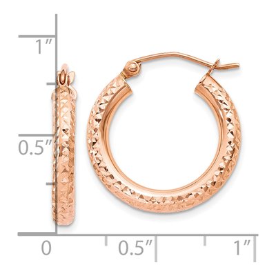 10K Rose Gold 20mm Diamond-Cut Hoop Earrings – view 5