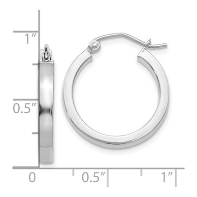 10K White Gold 20mm Rectangle Tube Hoop Earrings – view 5