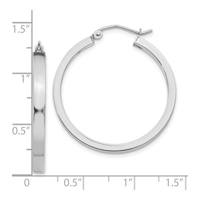 10K White Gold 30mm Rectangle Tube Hoop Earrings – view 5