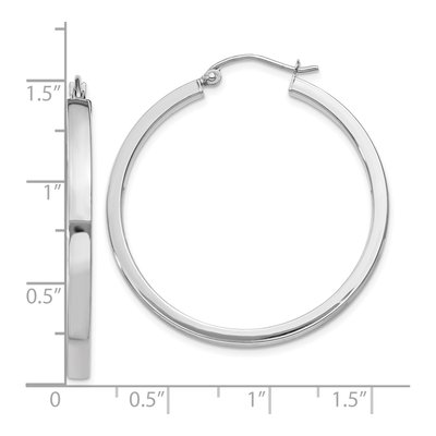 10K White Gold 34mm Rectangle Tube Hoop Earrings – view 5