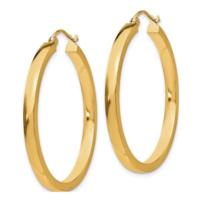 10K Yellow Gold 34mm Rectangle Tube Hoop Earrings – view 3