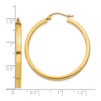 10K Yellow Gold 34mm Rectangle Tube Hoop Earrings – view 5