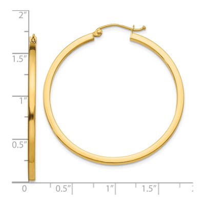 10K Yellow Gold 40mm Square Tube Hoop Earrings – view 5