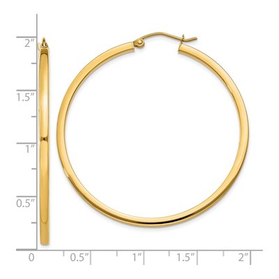 10K Yellow Gold 45mm Square Tube Hoop Earrings – view 5