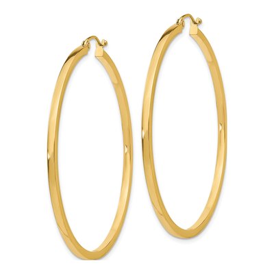 10K Yellow Gold 50mm Square Tube Hoop Earrings – view 3