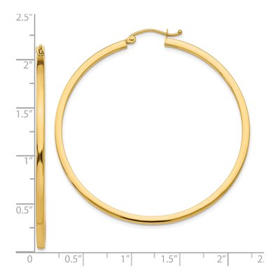 10K Yellow Gold 50mm Square Tube Hoop Earrings – view 5