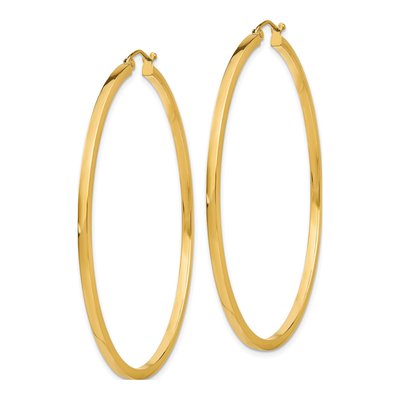 10K Yellow Gold 55mm Square Tube Hoop Earrings – view 3