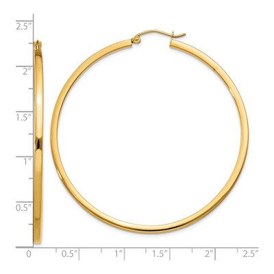 10K Yellow Gold 55mm Square Tube Hoop Earrings – view 5