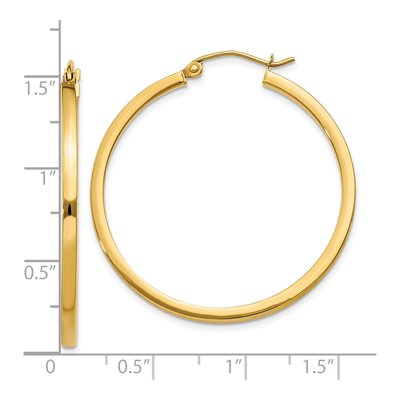10K Yellow Gold 35mm Square Tube Hoop Earrings – view 5
