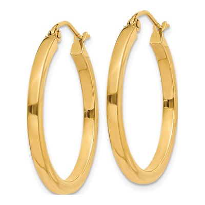 10K Yellow Gold 25mm Square Tube Hoop Earrings – view 3