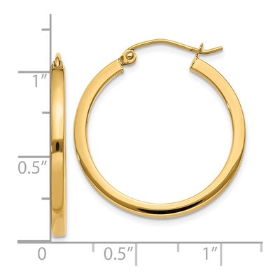 10K Yellow Gold 25mm Square Tube Hoop Earrings – view 5