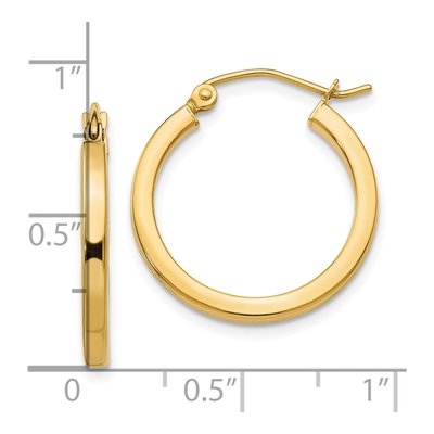 10K Yellow Gold 20mm Square Tube Hoop Earrings – view 4