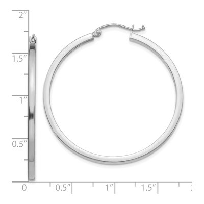 10K White Gold 40mm Square Tube Hoop Earrings – view 5