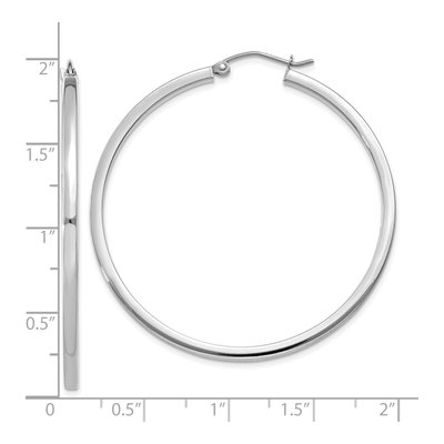 10K White Gold 45mm Square Tube Hoop Earrings – view 5
