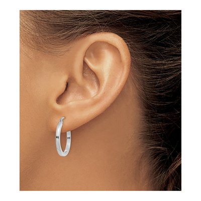 10K White Gold 20mm Square Tube Hoop Earrings – view 4