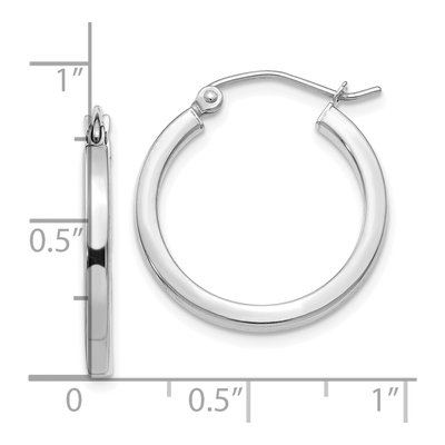 10K White Gold 20mm Square Tube Hoop Earrings – view 5