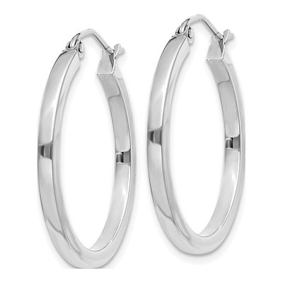 10K White Gold 25mm Square Tube Hoop Earrings – view 3