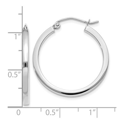 10K White Gold 25mm Square Tube Hoop Earrings – view 5