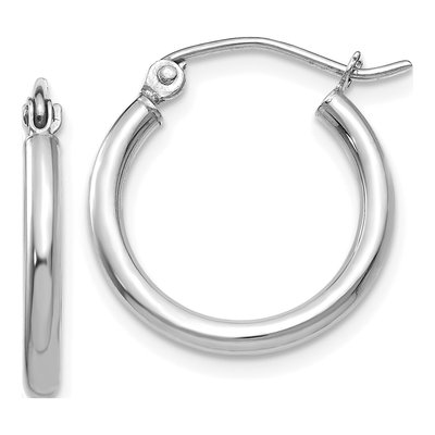 10K White Gold 13mm Tube Hoop Earrings