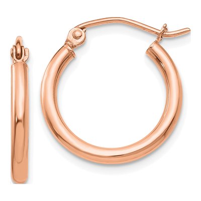 10K Rose Gold 17mm Tube Hoop Earrings