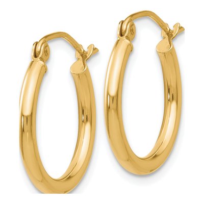 10K Yellow Gold 13mm Tube Hoop Earrings – view 3