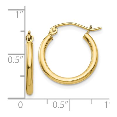 10K Yellow Gold 17mm Tube Hoop Earrings – view 4