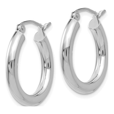 10K White Gold 15mm Tube Hoop Earrings – view 3