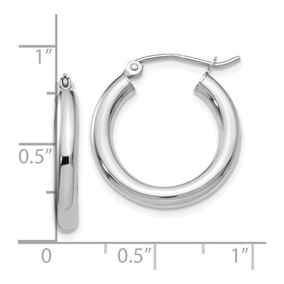 10K White Gold 20mm Tube Hoop Earrings – view 5
