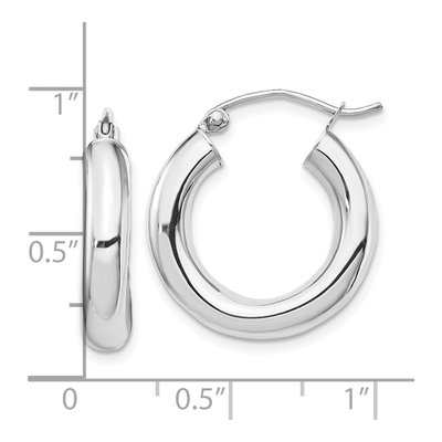 10K White Gold 20mm Tube Hoop Earrings – view 4