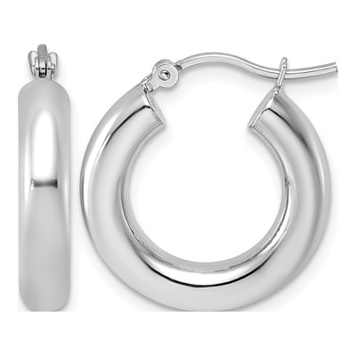 10K White Gold 20mm Tube Hoop Earrings
