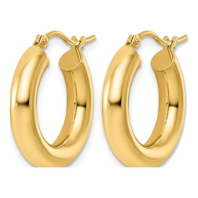 10K Yellow Gold 20mm Tube Hoop Earrings – view 3