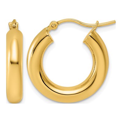 10K Yellow Gold 20mm Tube Hoop Earrings