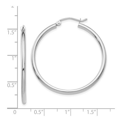 10K White Gold 35mm Tube Hoop Earrings – view 3