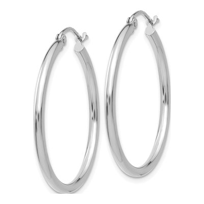 10K White Gold 25mm Tube Hoop Earrings – view 3