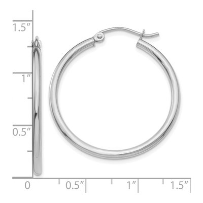 10K White Gold 30mm Tube Hoop Earrings – view 3