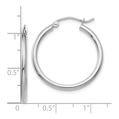 10K White Gold 25mm Tube Hoop Earrings – view 5