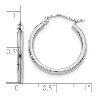 10K White Gold 20mm Tube Hoop Earrings – view 5