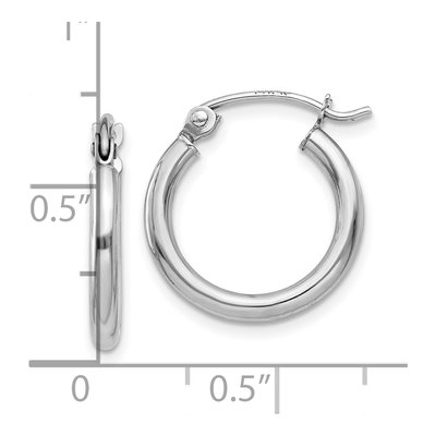 10K White Gold 15mm Tube Hoop Earrings – view 3