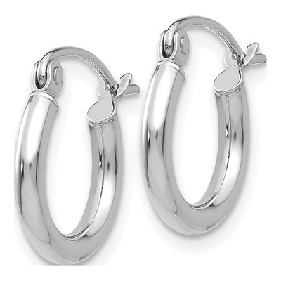 10K White Gold 13mm Tube Hoop Earrings – view 3