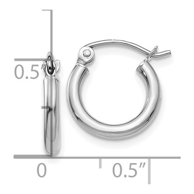 10K White Gold 13mm Tube Hoop Earrings – view 3