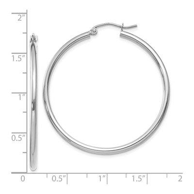 10K White Gold 40mm Hoop Earrings – view 3