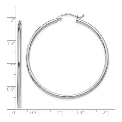 10K White Gold 45mm Tube Hoop Earrings – view 3