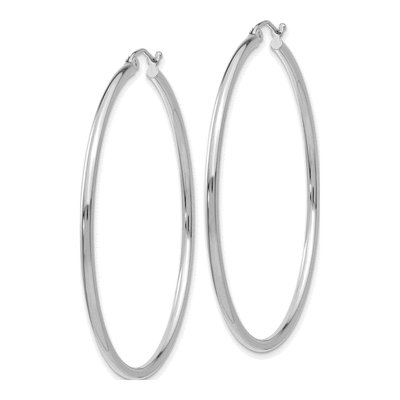 10K White Gold 50mm Tube Hoop Earrings – view 3