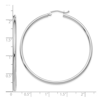 10K White Gold 50mm Tube Hoop Earrings – view 3