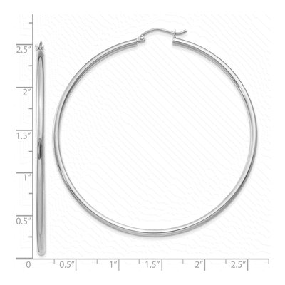 10K White Gold 60mm Tube Hoop Earrings – view 3